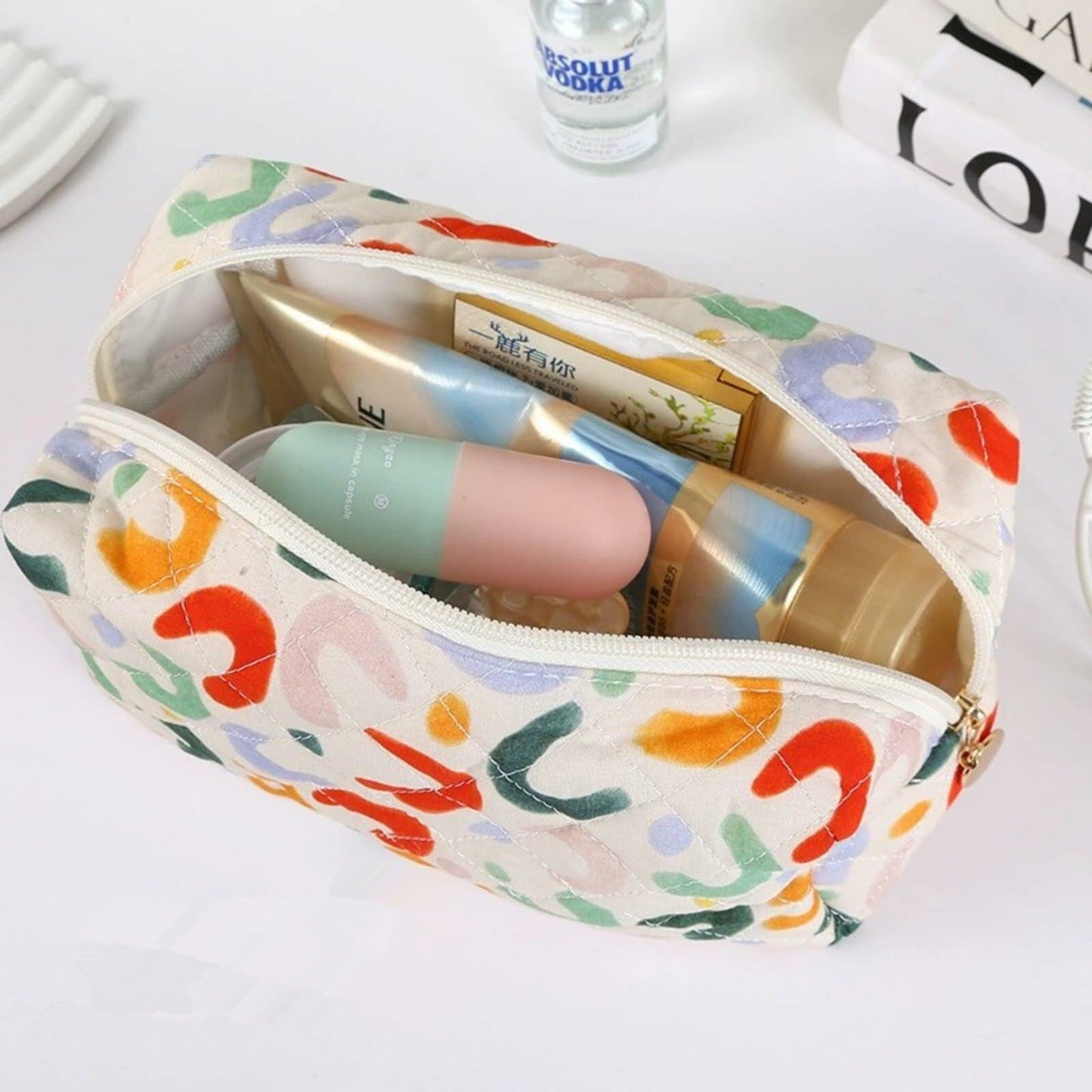 Dalulu Floral Pencil Case Makeup Bag Organizer Large Floret Cotton