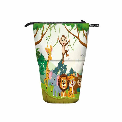 Swono Animal Pencil Case Jungle Monkey Tiger Giraffe Lion Elephant Colorful