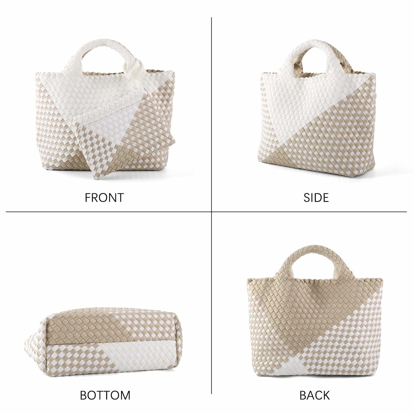 LIKEBAG Neoprene Woven Tote Bag Summer Beach Handbag Purse 11.1x12.2x4.75in