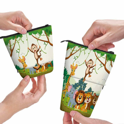 Swono Animal Pencil Case Jungle Monkey Tiger Giraffe Lion Elephant Colorful