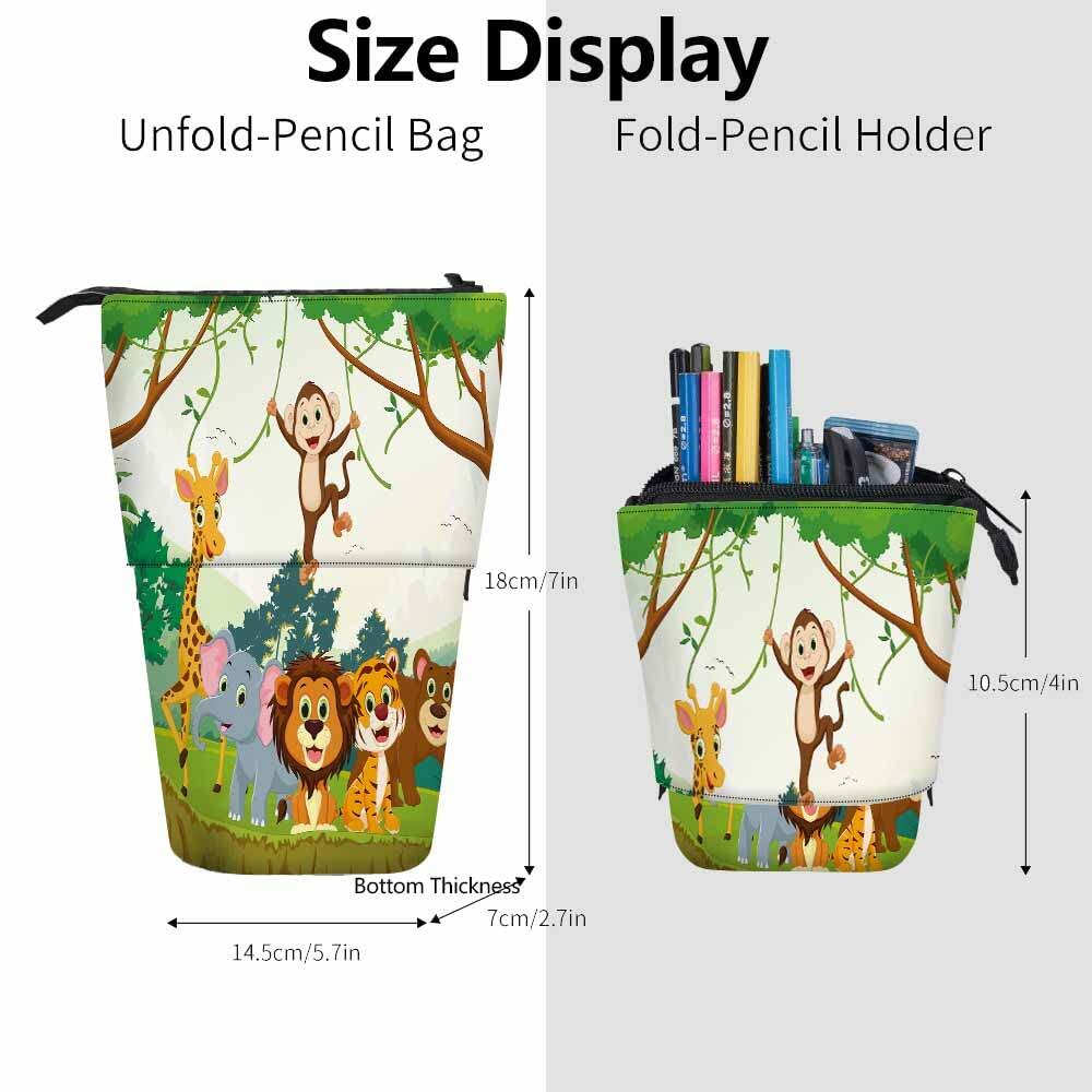 Swono Animal Pencil Case Jungle Monkey Tiger Giraffe Lion Elephant Colorful