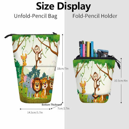 Swono Animal Pencil Case Jungle Monkey Tiger Giraffe Lion Elephant Colorful