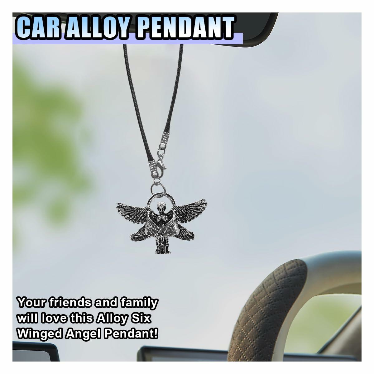 LAINLOY Guardian Angel Car Pendant Metal Six-Winged Rear View Mirror Charm Gold