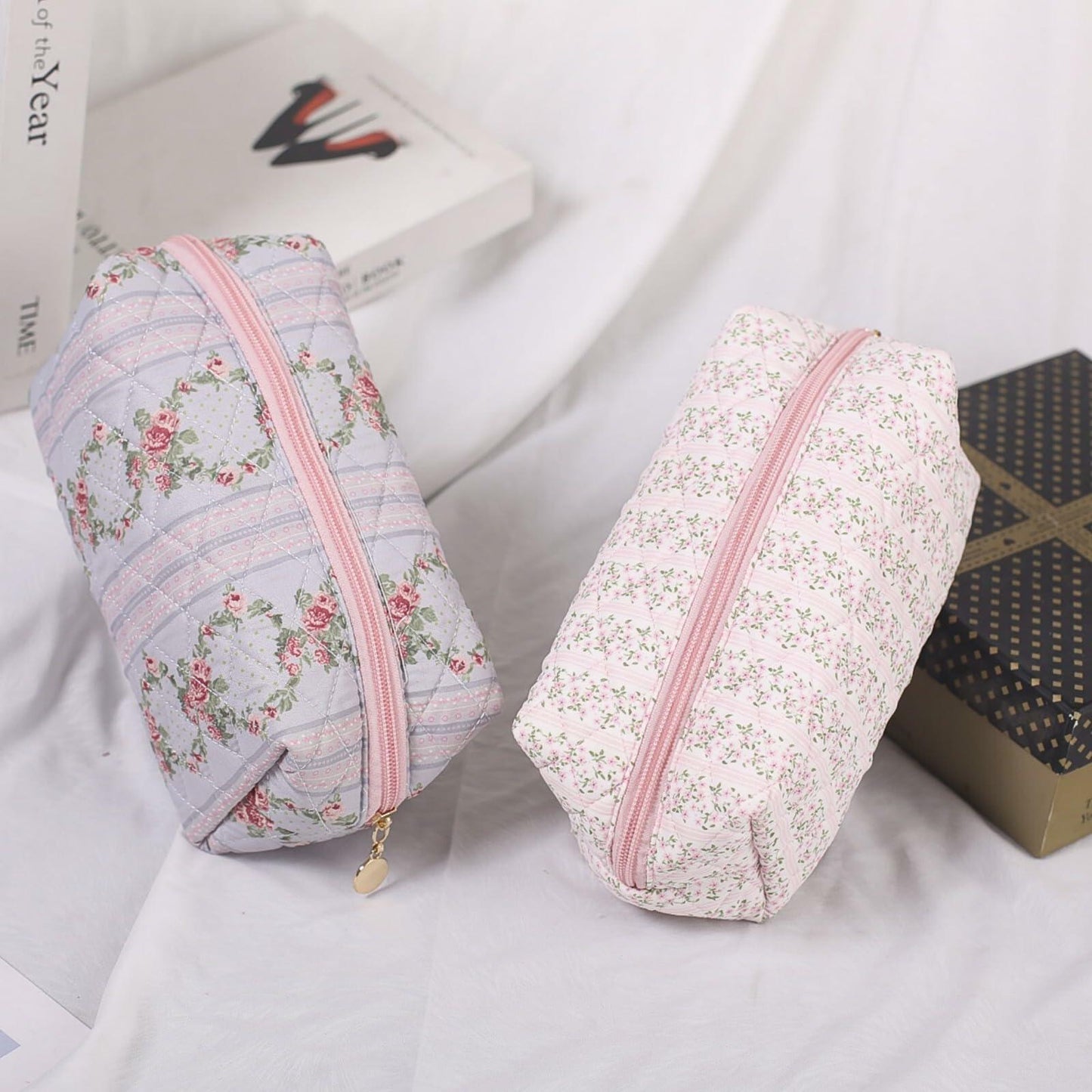 Dalulu Floral Pencil Case Makeup Bag Organizer Large Floret Cotton