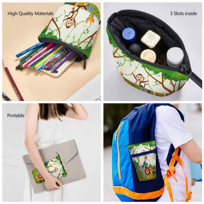 Swono Animal Pencil Case Jungle Monkey Tiger Giraffe Lion Elephant Colorful