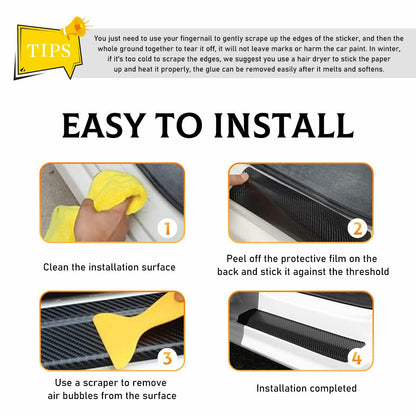 Yourkar 4PCS Car Door Sill Protector 3D Carbon Fiber Wrap Film Green