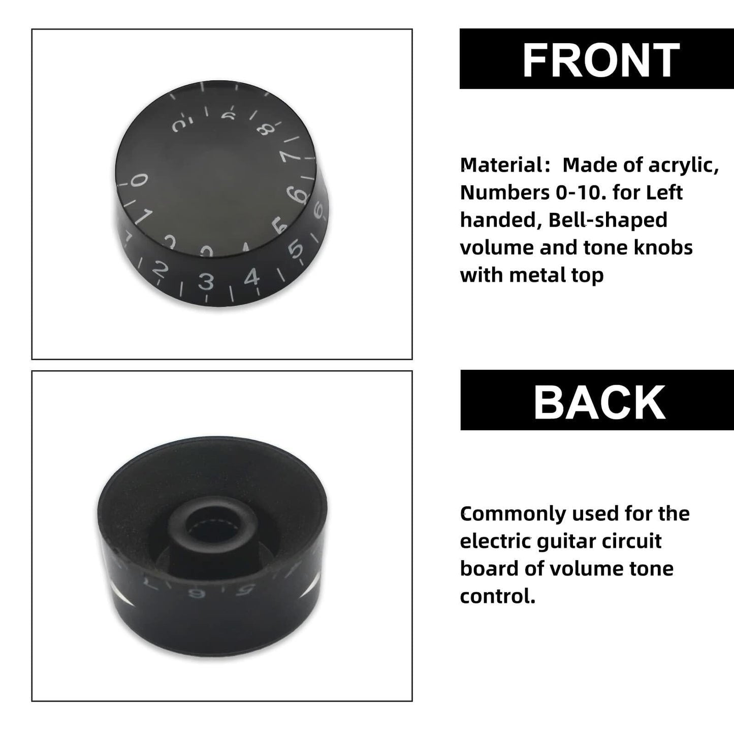 SAPHUE 4PCS Speed Control Knobs Electric Guitar Tone Volume Black