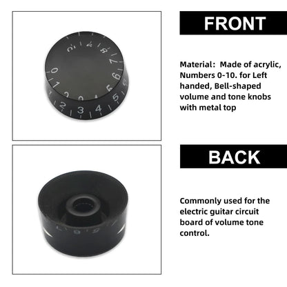 SAPHUE 4PCS Speed Control Knobs Electric Guitar Tone Volume Black