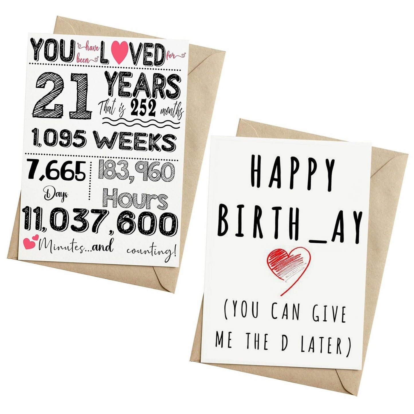 LUODAKA 21st Birthday Card Party Decorations with Envelope Blank Inner Page
