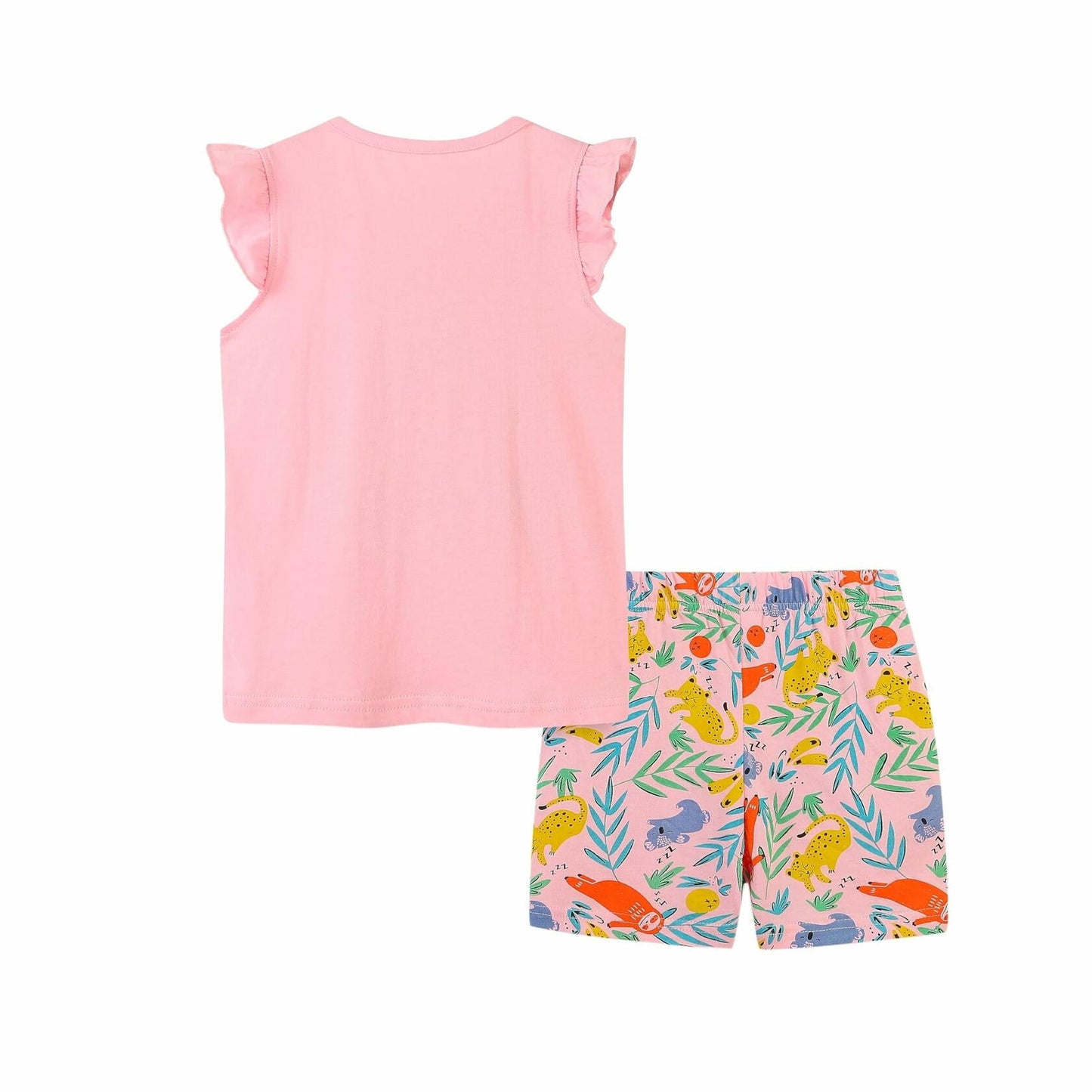 Zlwse Toddler Girls Cotton Flutter Sleeve Tank Top Shorts Set Size 2T-7Y