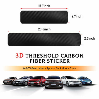Yourkar 4PCS Car Door Sill Protector 3D Carbon Fiber Wrap Film Green
