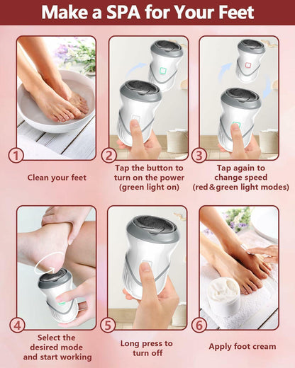 NKJVE Electric Foot File Callus Remover 3 Heads 2 Speed White Rechargeable