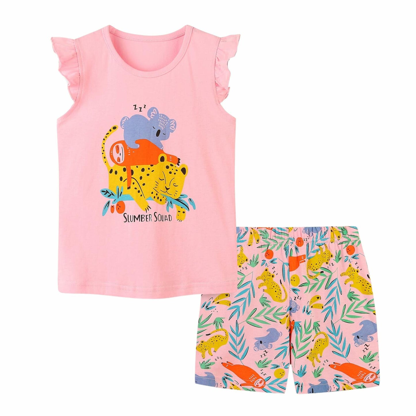 Zlwse Toddler Girls Cotton Flutter Sleeve Tank Top Shorts Set Size 2T-7Y