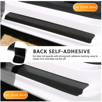 Yourkar 4PCS Car Door Sill Protector 3D Carbon Fiber Wrap Film Green