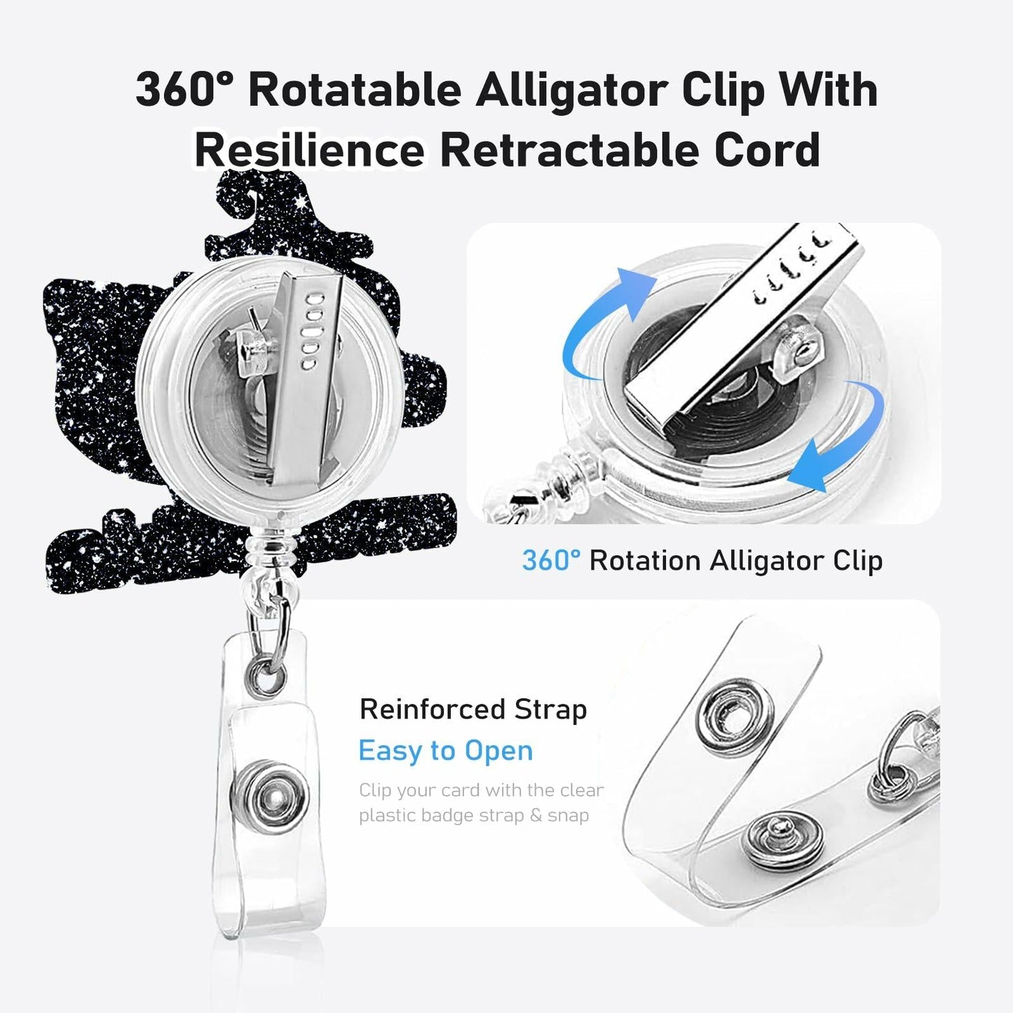 Cute Dinosaur Badge Reel Holder Retractable Swivel Clip Nurse Green