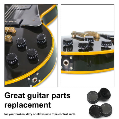 SAPHUE 4PCS Speed Control Knobs Electric Guitar Tone Volume Black