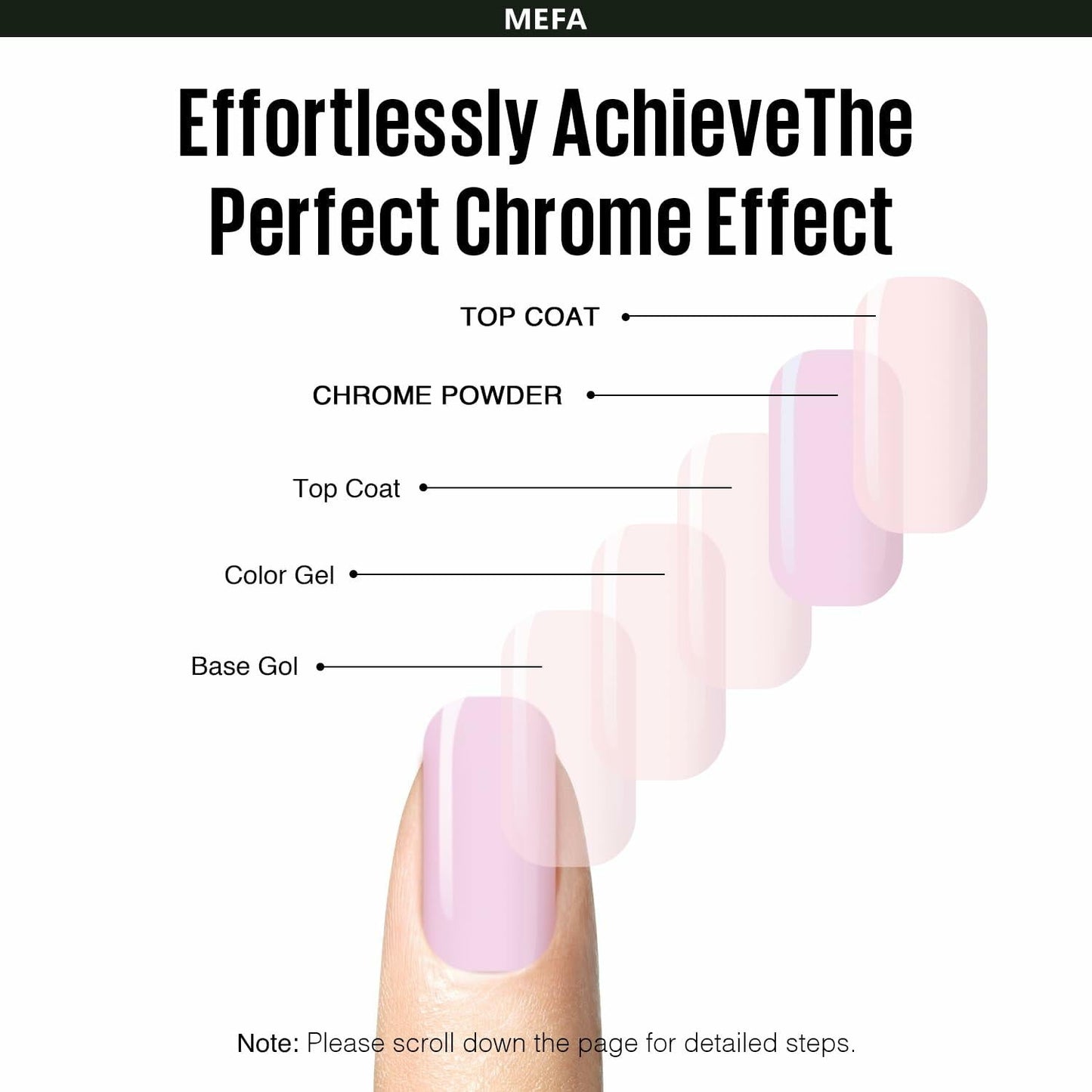 MEFA White Pearl Chrome Nail Powder 4 pcs Mirror Effect Pearlescent Pigment