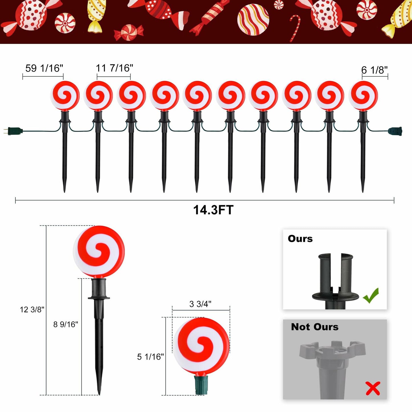 Ultimate Unicorn LED Red Spiral Lollipop Pathway Lights Outdoor Garden