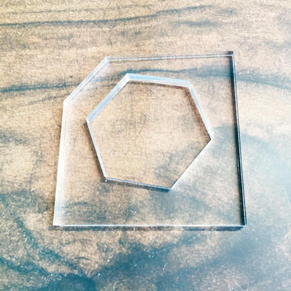 Hexagon Honeycomb Cutting Board Charcuterie Handle Template Acrylic 2"