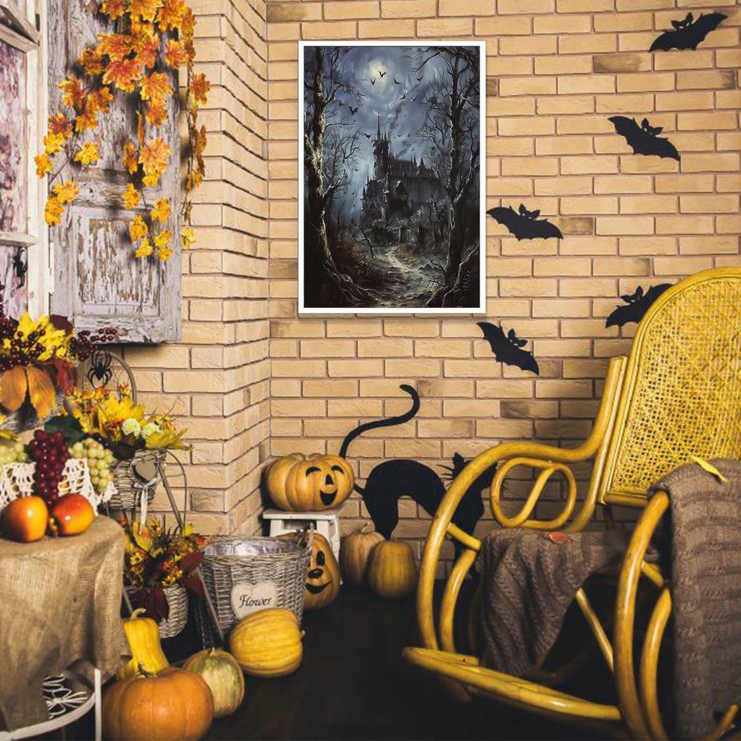 CRTDYQU Crow Castle Vampire Wall Art Poster 12x16 Inch Unframed