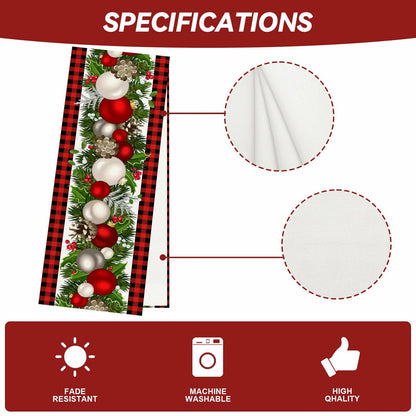 Jiudungs Linen Buffalo Check Plaid Table Runner 108in Black White