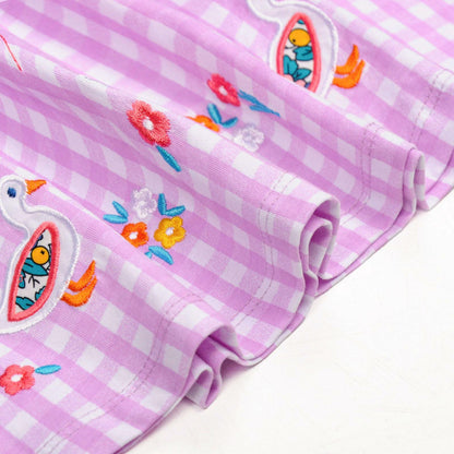 Mumetaz Toddler Girls Ruffle Sleeveless Floral Dress Purple Plaid Size 4-5T