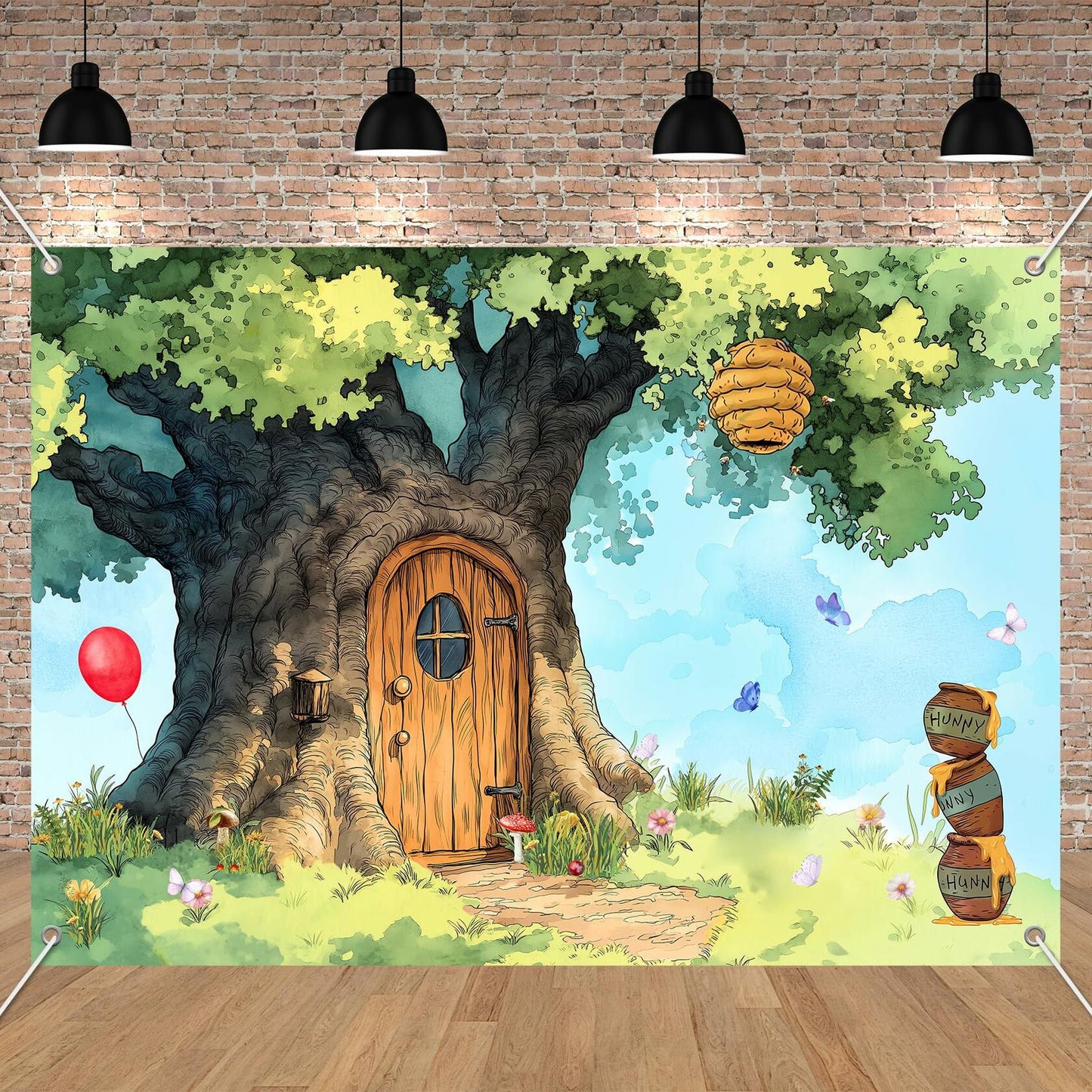 UMURILXY Cartoon Hunny Forest Backdrop 7x5FT Polyester Spring Tree Honey