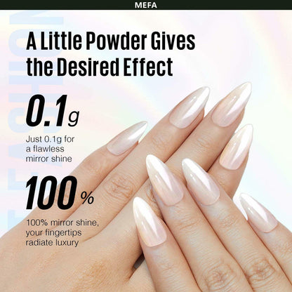 MEFA White Pearl Chrome Nail Powder 4 pcs Mirror Effect Pearlescent Pigment