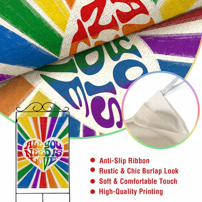 Artofy Pride Rainbow All You Need is Love House Flag Burlap 28x40 Festival