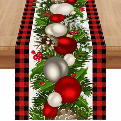 Jiudungs Linen Buffalo Check Plaid Table Runner 108in Black White