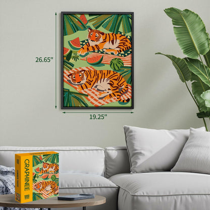 Graphinee 1000pcs Summer Tiger Jigsaw Puzzle Colorful Animal Paper Puzzle