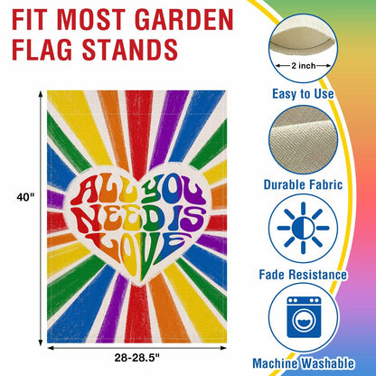 Artofy Pride Rainbow All You Need is Love House Flag Burlap 28x40 Festival