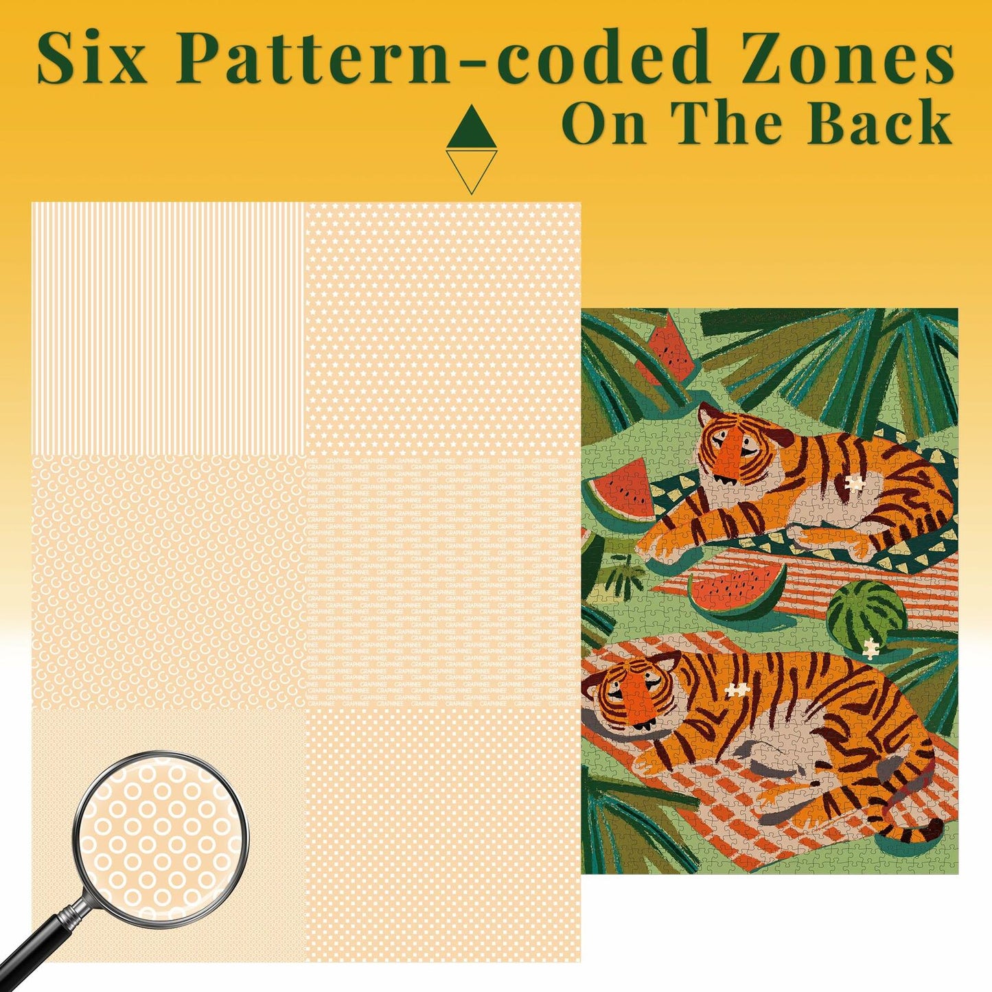 Graphinee 1000pcs Summer Tiger Jigsaw Puzzle Colorful Animal Paper Puzzle
