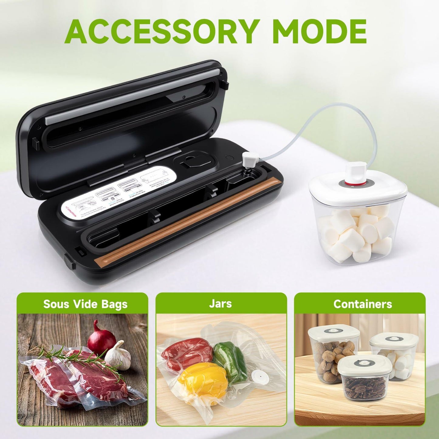 Amz Jet Food Sealer Vacuum Sealer Stainless Steel LED Touch 50Bags Grayish Black