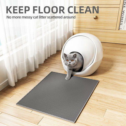 ESTHELLO Cat Litter Mat Large Honeycomb Double Layer Gray 36x30