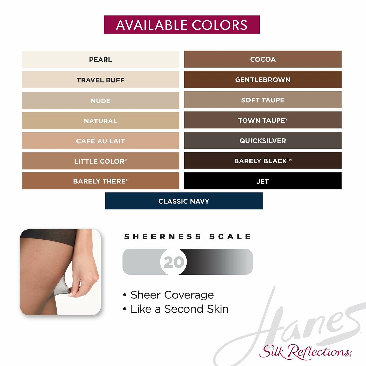 Hanes Silk Reflections Control Top Sheer Pantyhose Reinforced Toe Natural IJ