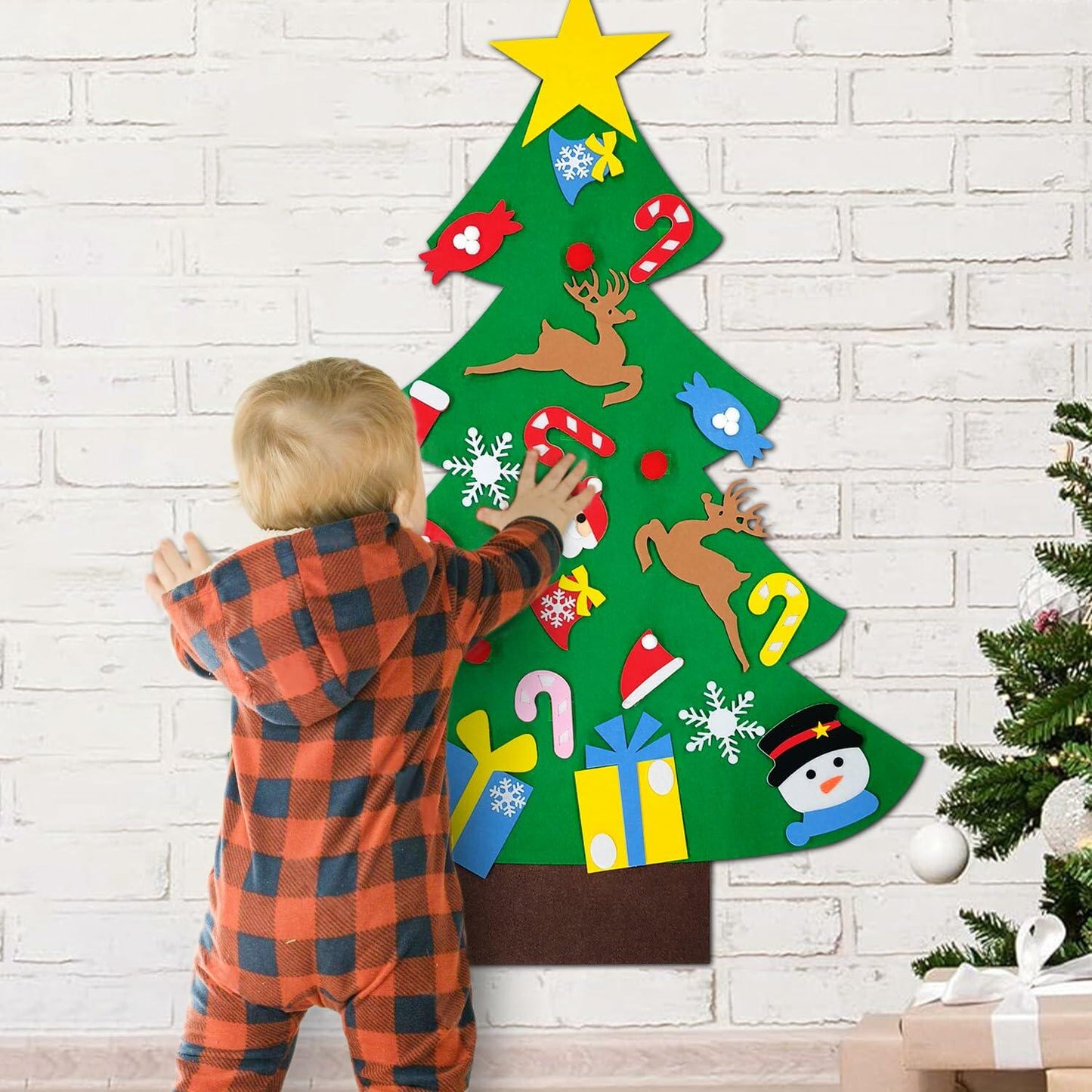 IHESPABLD 3Ft DIY Felt Christmas Tree Set Green 26 Ornaments for Kids
