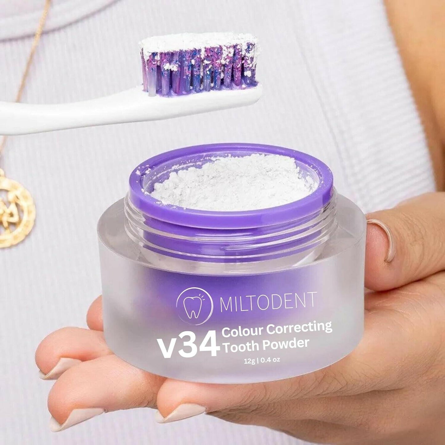 MILTODENT v34 Colour Correcting Teeth Whitening Powder Stain Removal