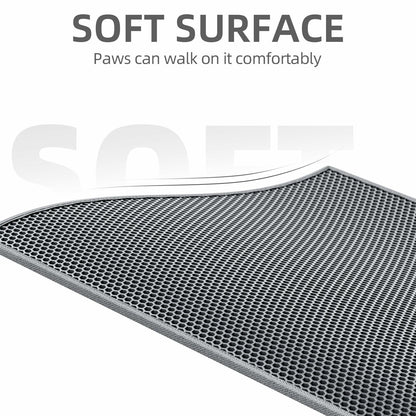 ESTHELLO Cat Litter Mat Large Honeycomb Double Layer Gray 36x30