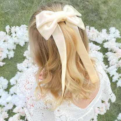 Aileam 2PCS Velvet Hair Bows Ivory Beige Big Fall Alligator Clips