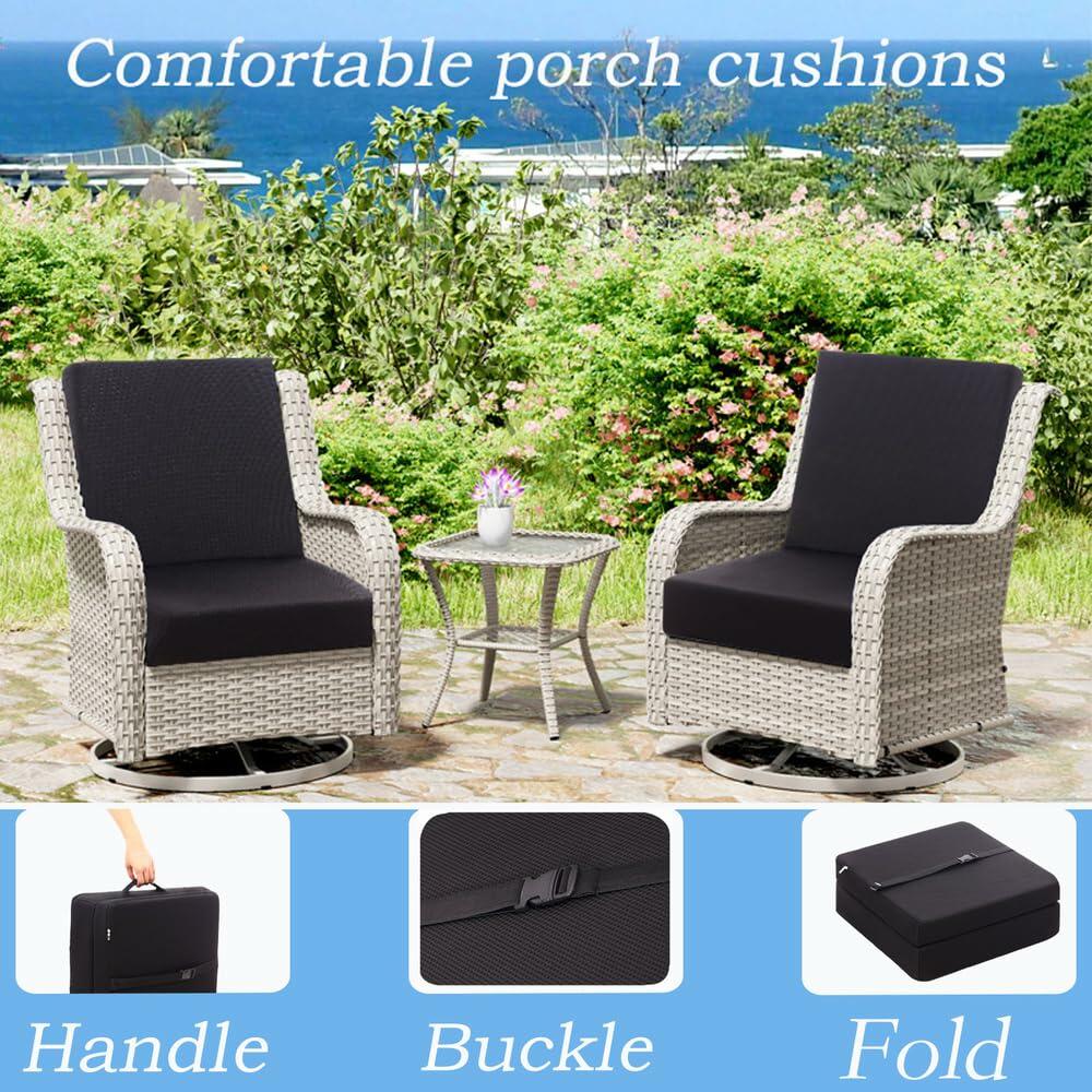 OpyTikar Porch Swing Folding Chair Cushion Light Grey with Handle & Straps