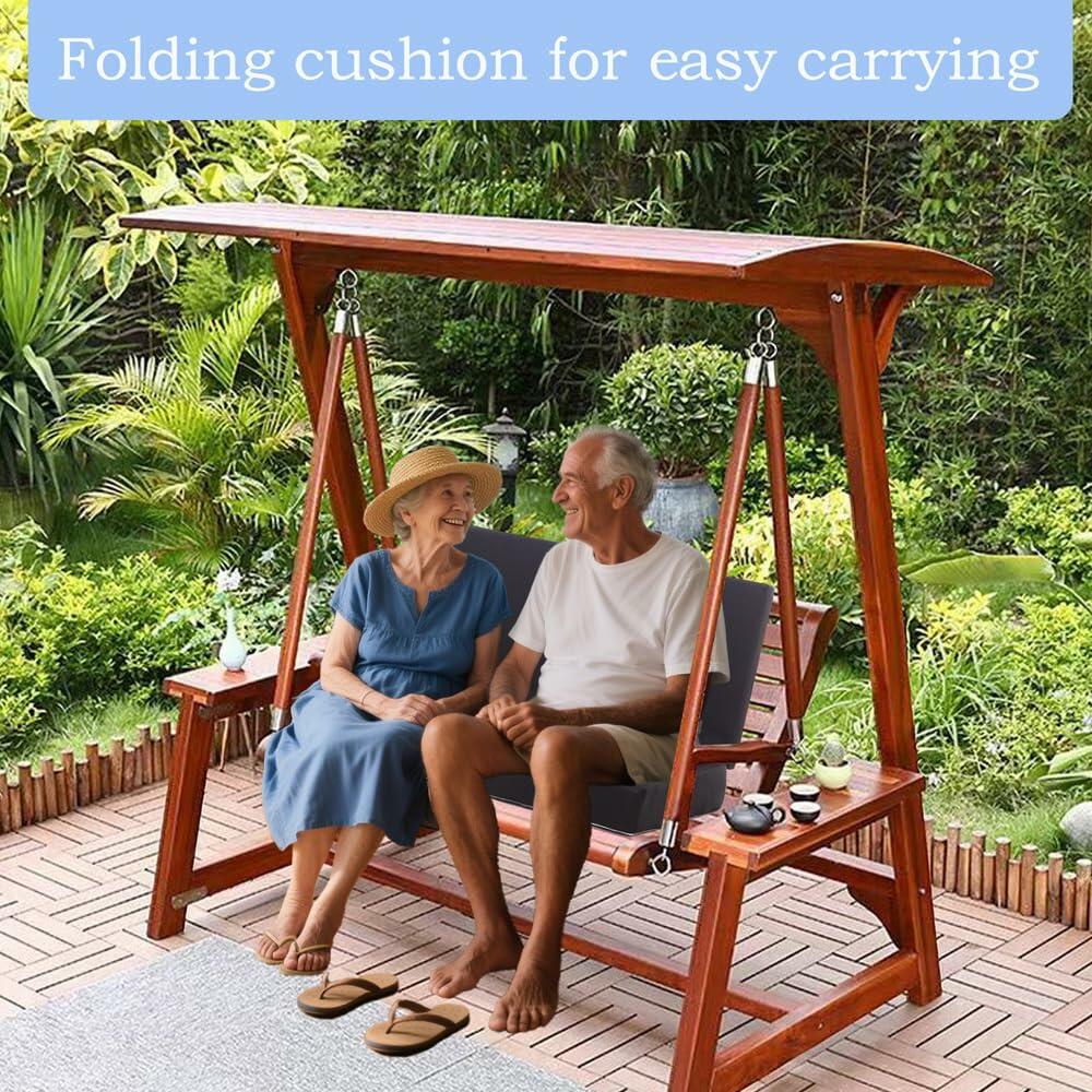 OpyTikar Porch Swing Folding Chair Cushion Light Grey with Handle & Straps