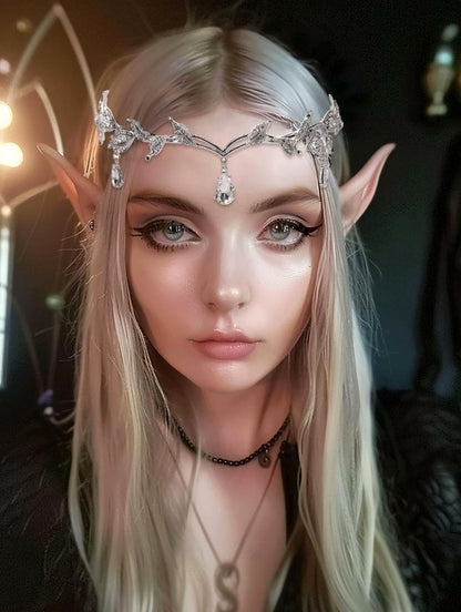 JeVenis Set of 3 Silver Elf Headpieces Elf Ears Crown Fairy Jewelry