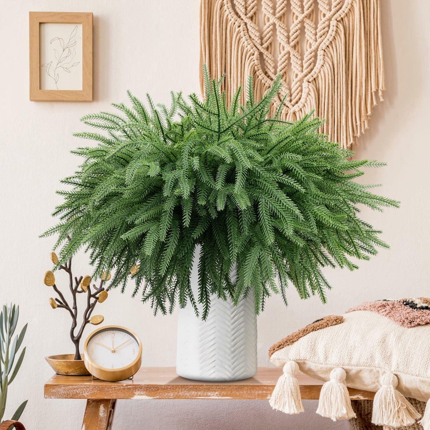 HUZIYAHAN Christmas Norfolk Pine Stems 18in Green Branches 8 Count