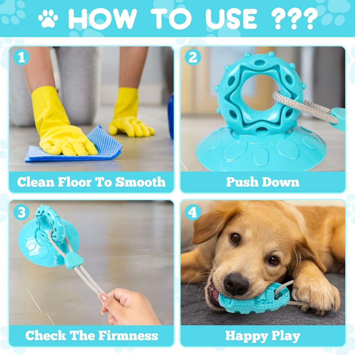 Jieffifa Indestructible TPR Dog Chew Toy with Suction Cup Blue
