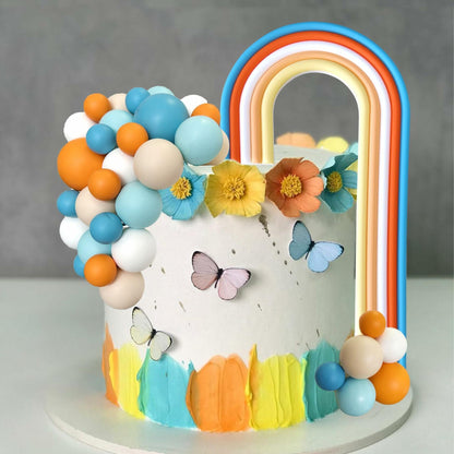 HAVAGDTM Blue Orange Foam Rainbow Cake Toppers Mini Balls 17 pcs