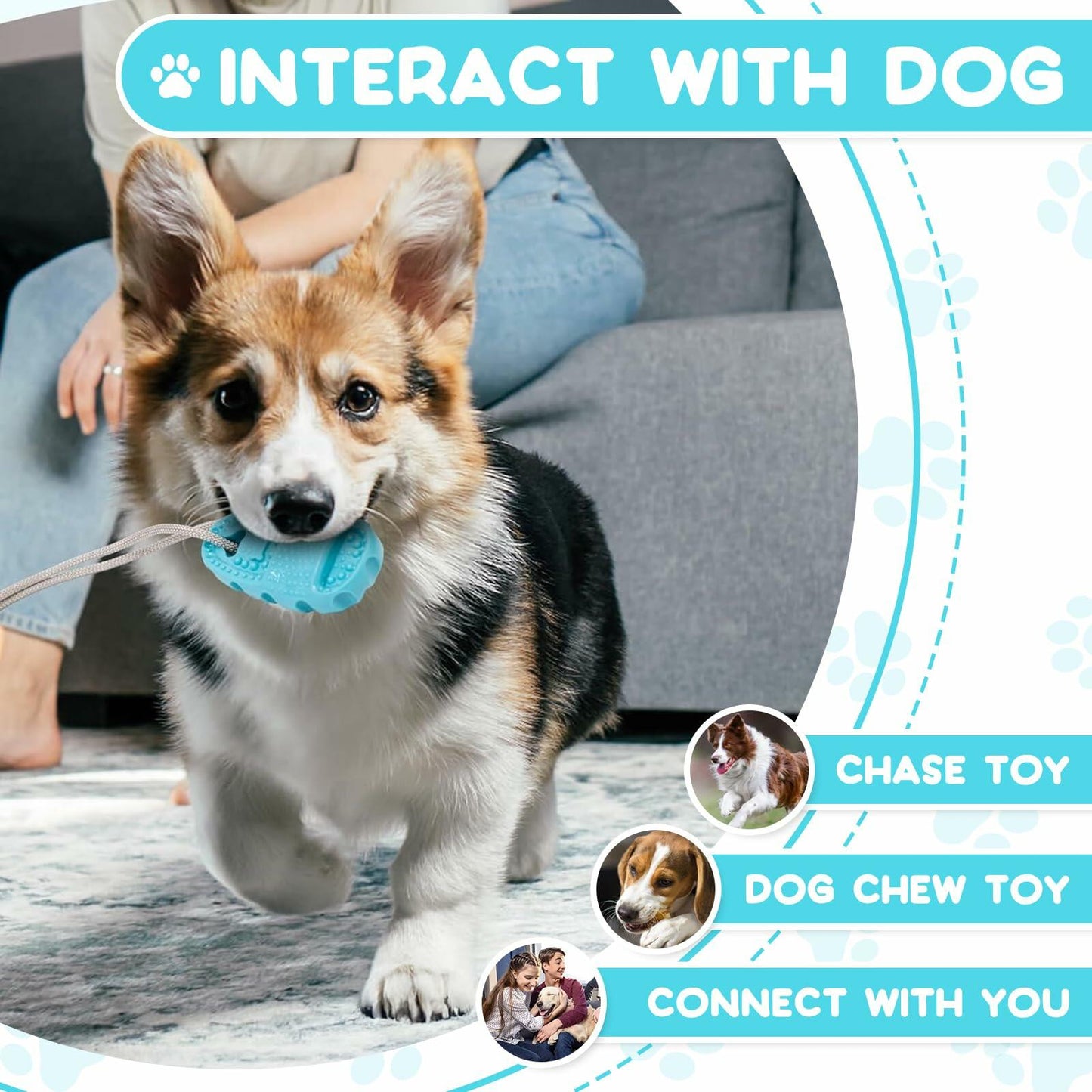 Jieffifa Indestructible TPR Dog Chew Toy with Suction Cup Blue