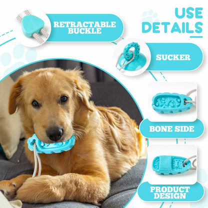 Jieffifa Indestructible TPR Dog Chew Toy with Suction Cup Blue