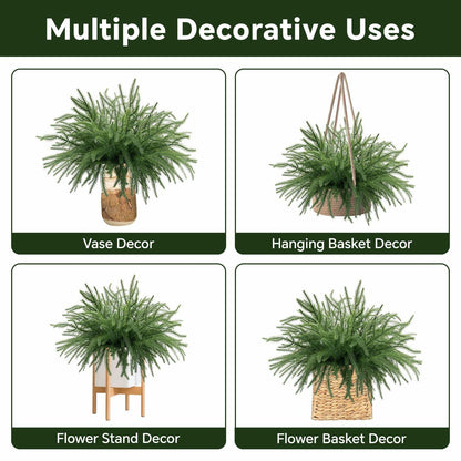 HUZIYAHAN Christmas Norfolk Pine Stems 18in Green Branches 8 Count