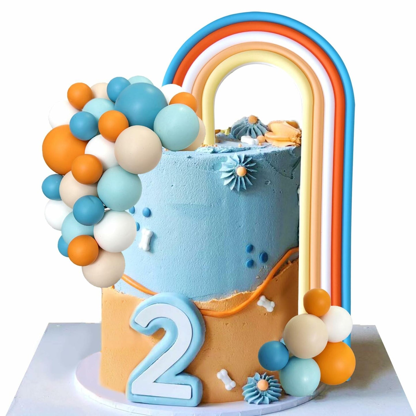 HAVAGDTM Blue Orange Foam Rainbow Cake Toppers Mini Balls 17 pcs